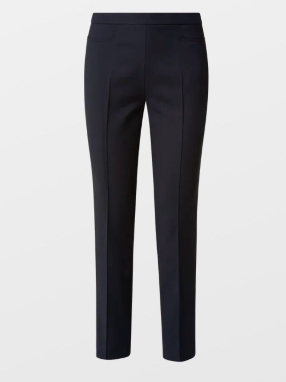 Akris Slim Ankle-Length Cotton Techno Franca Stretch Pants — Navy
